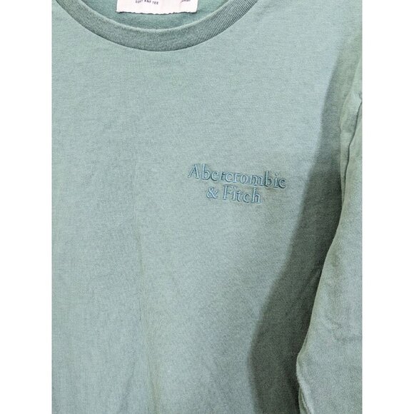 Abercrombie Fitch Soft AF Mens Top Med Olive Green Embossed Logo Long Sleeve - Picture 5 of 7